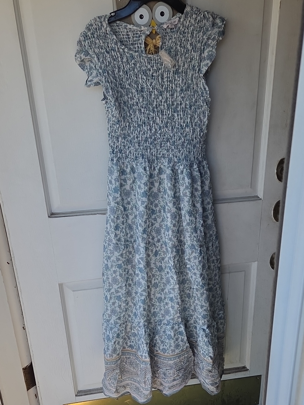 august Blue Floral Smocked Maxi Dress Gunny Sax Looking Cottagecore Med.